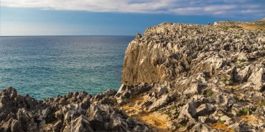 Rocky Coast, Pria Cliffs, Karst Formation, Bufones de Pria, Protrected Landscape of the Oriental Coast of Asturias, Llames de Pria, Asturias, Spain, Europe