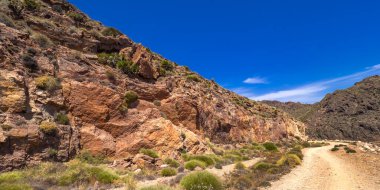 Vela Blanca Volkanik Kubbesi, Cabo de Gata-Nijar Doğal Parkı, UNESCO Biyosfer Rezervi, Sıcak Çöl İklim Bölgesi, Almerya, Endülüs, İspanya, Avrupa
