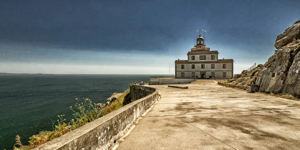 Cape Finisterre Lighthouse Lighthouse Way Costa Morte Fisterra Coruna Galicia lizenzfreie Stockbilder