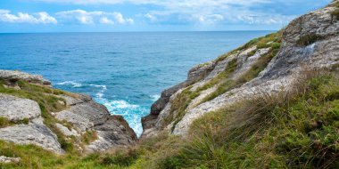 Coastline View, Oyambre Natural Park, Cantabria, İspanya, Avrupa