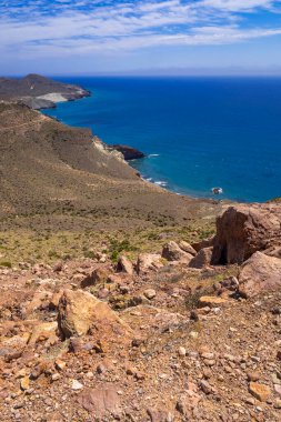 Vela Blanca Volkanik Kubbesi, Cabo de Gata-Nijar Doğal Parkı, UNESCO Biyosfer Rezervi, Sıcak Çöl İklim Bölgesi, Almerya, Endülüs, İspanya, Avrupa