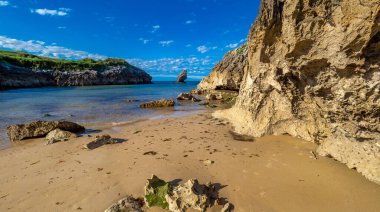 Buelna, Sahil ve Kayalıklar, Cantabrian Denizi, Buelna, Llanes, Asturias, İspanya, Avrupa