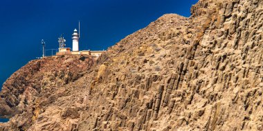 Punta Baja, Lav Akıntıları, Volkanik Kayalar, Cabo de Gata-Nijar Doğal Parkı, UNESCO Biyosfer Rezervi, Sıcak Çöl Bölgesi, Almerya, Endülüs, İspanya, Avrupa