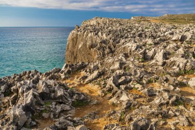 Rocky Coast, Pria Cliffs, Karst Formation, Bufones de Pria, Protected Landscape of the Oriental Coast of Asturias, Llames de Pria, Asturias, Spain, Europe