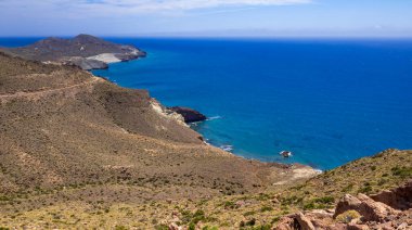 Vela Blanca Volkanik Kubbesi, Cabo de Gata-Nijar Doğal Parkı, UNESCO Biyosfer Rezervi, Sıcak Çöl İklim Bölgesi, Almerya, Endülüs, İspanya, Avrupa