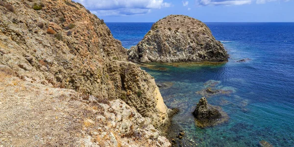 Litoral Rochoso Falésias Ilha Isleta Del Moro Parque Natural Cabo — Fotografia de Stock