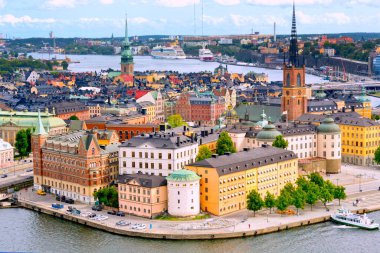 Belediye binasından Riddarfjarden, Gamla Stan, Stockholm, İsveç, İskandinavya, Avrupa