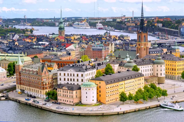 stock image Riddarfjarden from City Hall Tower, Gamla Stan, Stockholm, Sweden, Scandinavia, Europe