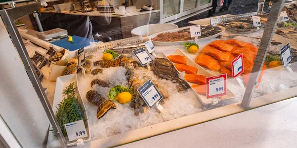 Vis Zeevruchten Viktualienmarkt Daily Food Market München Beieren Duitsland Europa — Stockfoto