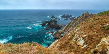 Dünyanın en iyi Benç 'i, Loiba Viewpoint, Loiba Kayalıkları, Ortigueira, A Coruna, Galiçya, İspanya, Avrupa