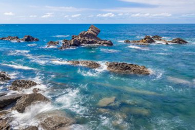Punta del Pozo O de Berquiz, Ribadesella Gezinti Asturias, Ribadesella, İspanya, Avrupa 'nın Korunan Doğu Sahili