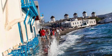 Little Venice, Mykonos, Cyclades Adaları, Yunanistan, Avrupa