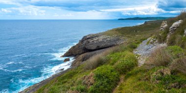Coastline View, Oyambre Natural Park, Cantabria, İspanya, Avrupa