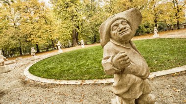 Dwarf  Statue, Bizarre Dwarf, Zwergerlgarten, Dwarf Garden, 18th Century Ottavio Mosto Sculpture, Mirabellgarten, Mirabell Gardens, Salzburg, Austria, Europe