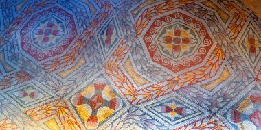 Roman Mosaic, La Olmeda Roman Village, Archaeological Site,  Spanish Cultural Property, Pedrosa de la Vega, Palencia, Castile and Leon, Spain, Europe