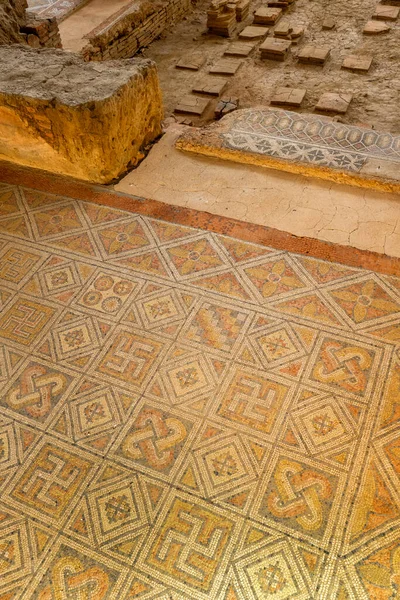 Roman Mosaic, La Olmeda Roman Village, Archaeological Site,  Spanish Cultural Property, Pedrosa de la Vega, Palencia, Castile and Leon, Spain, Europe