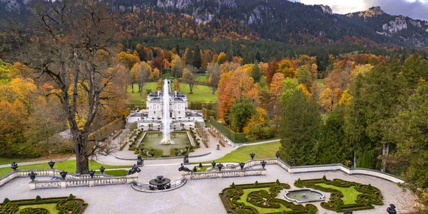 Linderhof Palace 19Th Century Rococo Style Oberammergau Bavaria Germany Europe — Fotografia de Stock