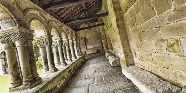 Cloister of Collegiate Church of St Juliana, 12th Century Romanesque Style, Spanish Property of Cultural Interest, UNESCO World Heritage Site, Santillana del Mar, Cantabria, Spain, Europe