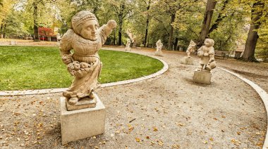 Dwarf  Statue, Bizarre Dwarf, Zwergerlgarten, Dwarf Garden, 18th Century Ottavio Mosto Sculpture, Mirabellgarten, Mirabell Gardens, Salzburg, Austria, Europe