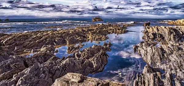 stock image Beach of El Portizuelo, Protected Landscape of Occidental Coast of Asturias, Cantabrian Sea, Luarca, Principado de Asturias, Spain, Europe