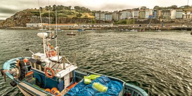 Cityview and Fishing Port, Malpica de Bergantinos, Costa da Morte, La Coruna, Galicia, Spain, Europe clipart