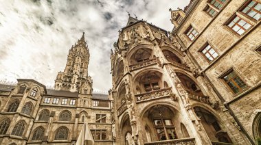 New Town Hall, 19th Century Gothic Revival Style, Marienplatz, Munich, Bavaria, Germany, Europe