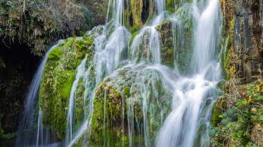 Paseo del Molinar Path, Molinar River Waterfall, Tobera, Montes Obarenes-San Zadornil Natural Park, Las Merindades, Burgos, Castilla y Leon, Spain, Europe clipart