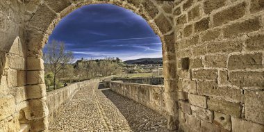 Frias Medieval Bridge, 13th Century Gothic Style, Ebro River, Fras Medieval Town, Historic Artistic Grouping, Las Merindades, Burgos, Castilla y Leon, Spain, Europe clipart