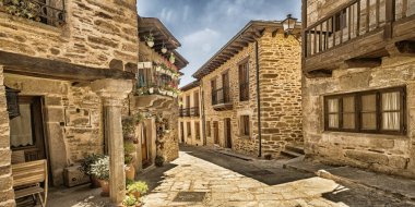 Street Scene, Typical Architecture, Puebla de Sanabria, Zamora, Castile and Leon, Spain, Europe clipart