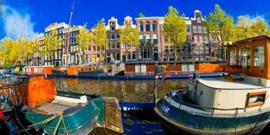 Şehir Kanalı, Sokak Sahnesi, Geleneksel Mimari, Eski Şehir, Amsterdam, Hollanda, Hollanda, Avrupa