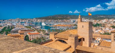 Palma Katedrali, Palma de Mallorca, Mallorca, Islas Baleares, İspanya, Avrupa 'dan Şehir Panoramik Manzarası