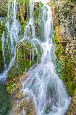 Paseo del Molinar Path, Molinar River Waterfall, Tobera, Montes Obarenes-San Zadornil Natural Park, Las Merindades, Burgos, Castilla y Leon, Spain, Europe clipart