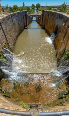 Kanal Sel Kapısı, Kastilya Kanalı, 18-19. Yüzyıl Hidrolik Mühendisliği, Ulusal Miras Alanı, Kültürel İlgi Malları, Fromista, Palencia, Kastilya ve Leon, İspanya, Avrupa