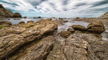 Stony Beach of La Soledad, Laredo, Cantabrian Sea, Trasmiera Comarca, Cantabria, Spain, Europe clipart