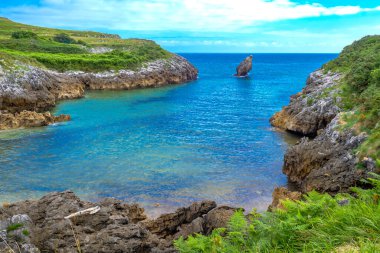 Buelna, Sahil ve Kayalıklar, Cantabrian Denizi, Buelna, Llanes, Asturias, İspanya, Avrupa