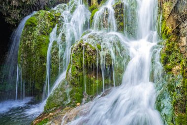 Paseo del Molinar Path, Molinar River Waterfall, Tobera, Montes Obarenes-San Zadornil Natural Park, Las Merindades, Burgos, Castilla y Leon, Spain, Europe clipart