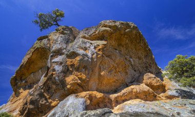 La Pena Gorda Inselberg, Episyenite Rock, La Pena Village, Salamanca, Castilla y Leon, İspanya, Europ