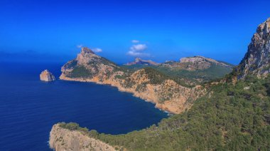 Es Colomer Bakış açısı, Eski Yarımada, Pollensa Körfezi, Comarca Sierra de Tramuntana, Akdeniz, Mallorca, Islas Baleares, İspanya, Avrupa