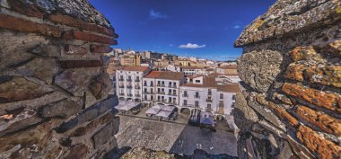 Bujaco Kulesi 'nden Panoramic View, Şehir Manzarası, Eski Şehir, Caceres, Extremadura, İspanya, Avrupa