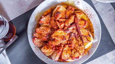 Galiçya Geleneksel Stili Ahtapot, İspanyol Mutfağı, İspanyol Gastronomisi, Galiçya, İspanya, Avrupa