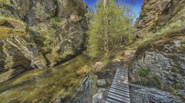 Balıkçı Yolu, Cega Nehri Ravine Yolu, Cega Nehri Geçidi, La Velilla, Pajares de Pedraza, Pedraza, Segovia, Kastilya ve Leon, İspanya, Avrupa