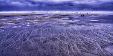 Los Quebrantos Plajı, Cantabrian Denizi, San Juan de la Arena, Soto del Barco, Principado de Asturias, İspanya, Avrupa