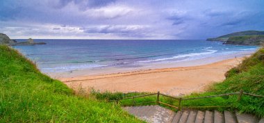 Langre Beach, Langre, Ribamontan al Mar, Trasmiera Comarca, Cantabria, İspanya, Avrupa