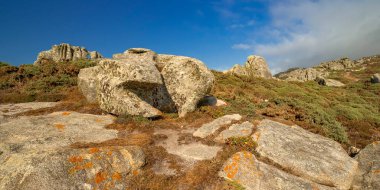 Weathered Rocks, Punta Nariga, The Lighthouse Way, Malpica de Bergantinos, Costa da Morte, La Coruna, Galiçya, İspanya, Avrupa