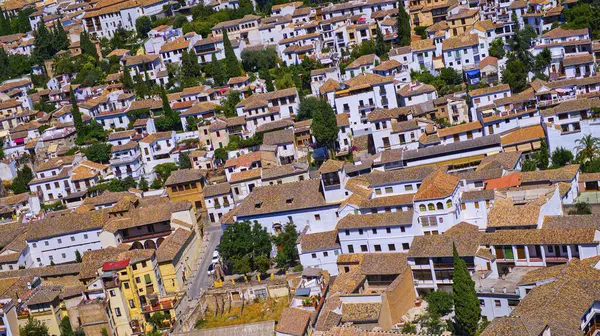 La Alhambra 'dan Albaicin Mahallesi, Geleneksel Mimari, Şehir Manzarası, Eski Şehir, UNESCO Dünya Mirası Sitesi, Granada, Endülüs, İspanya, Avrupa