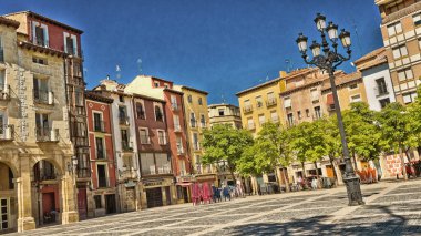 Pazar Meydanı, Plaza del Mercado, Tipik Mimarlık, Sokak Sahnesi, Logrono, La Rioja, İspanya, Avrupa
