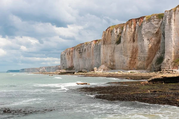 Beautiful Seascape Natural Rocks Etretat France Close Side View Concept — 스톡 사진
