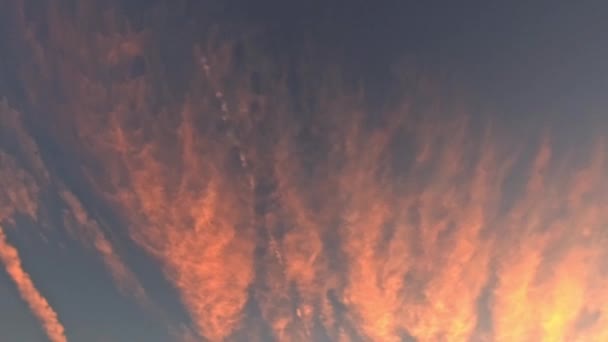 Prachtig Panoramisch Uitzicht Roze Gezwollen Wolken Blauwe Lucht Avond Het — Stockvideo