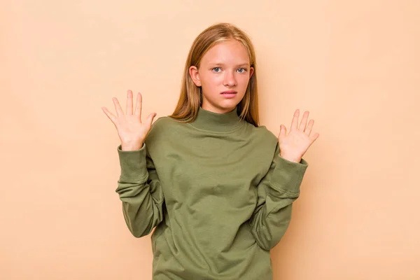 Caucasian Teen Girl Isolated Beige Background Being Shocked Due Imminent — Stock Photo, Image