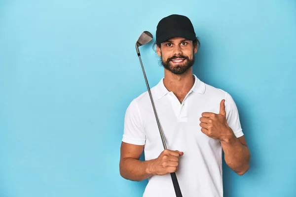 Long Haired Golfer Club Hat Smiling Raising Thumb — Stock Photo, Image